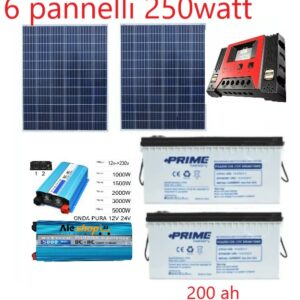 kit fotovoltaico ad isola per baite casa barca pannello solare batteria inverter regolatore