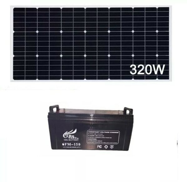kit pannello solare 320 watt batteria 150 ah gel